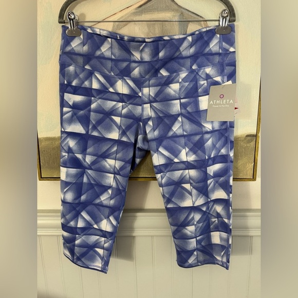 ATHLETA Diamond Chaturanga Knicker Legging Blue White NWT Size XL - Picture 2 of 9